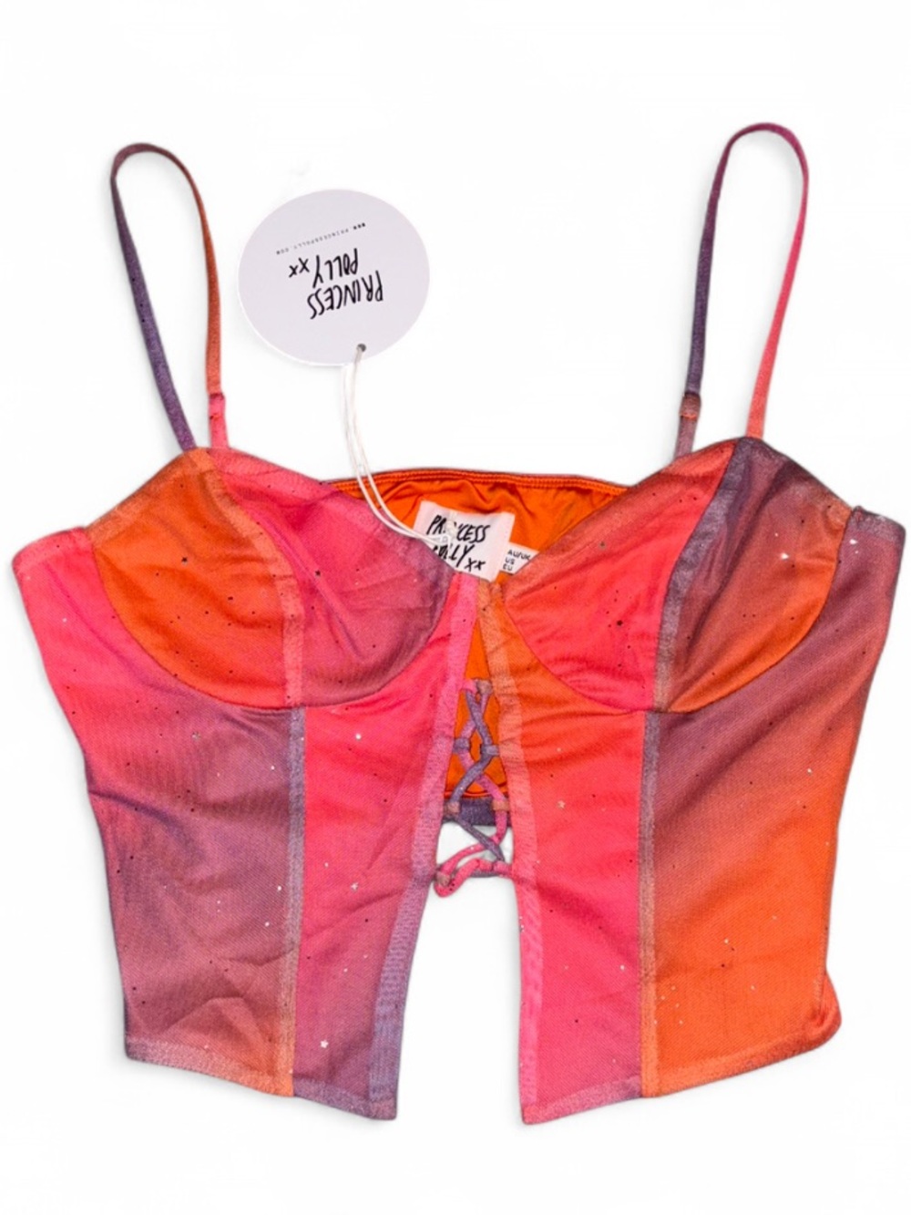 Princess Polly Pink & Orange Ombre Lace-Up Bustier
